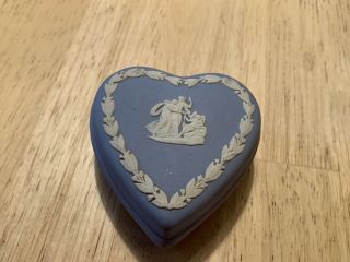 Wedgwood Jasperware Blue Heart Shape Trinket Box,  England