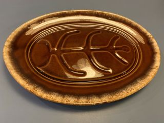 Vintage Hull Pottery Usa Brown Drip 14 " Oval Meat/fish Platter