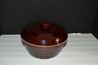 Vintage Vintage Marcrest Stoneware Crock Jar W/ Lid Ovenproof 9” Brown