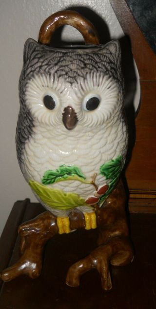 Vintage Made In Japan Art Pottery Owl Vase Wall Pocket