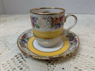 Schumann Germany Dresden Flowers Courting Couple Demitasse Cup And Saucer