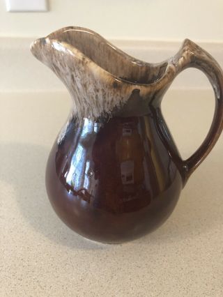Hull Usa Vintage Brown Drip Glaze 5 " Syrup Pitcher Creamer Pottery