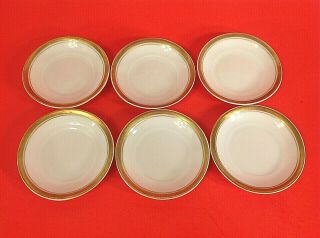 Silesia Ohme Double Gold Rim Butter Pats.  Set Of 6.  3 1/8 " Antique 1900 - 1920