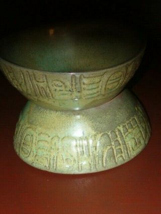 2 Vintage Frankoma Pottery 7x Mayan - Aztec Soup Dish,  Rare