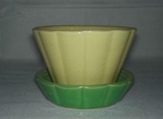 Vintage Shawnee Pottery African Violet Flower Pot Attached Saucer Usa533 Planter