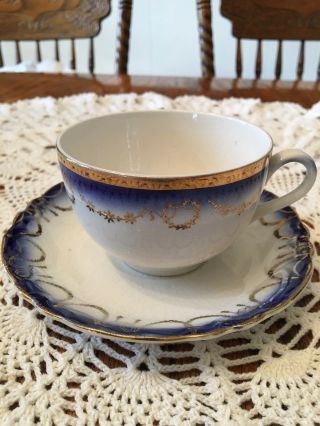 Flow Blue Cup And Saucer