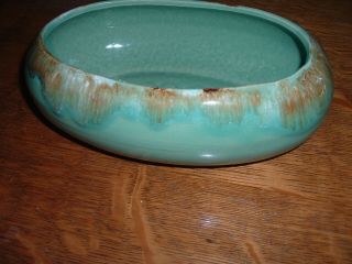Roseville RRP OH Pottery Brown/Green Drip Oval Planter Bowl Robinson Ransbottom 3