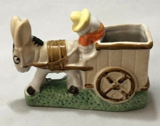 Vintage Ceramic Donkey Burro Cart Planter Japan Siesta
