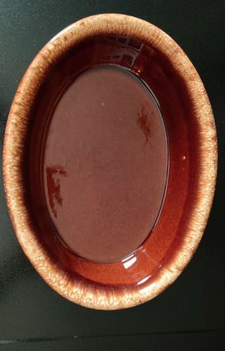 Hull H.  P.  Co Oven Proof Dish Oval Casserole Brown Drip Pottery Usa