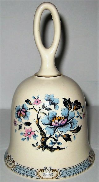 Vintage SADLER ENGLAND BELL with Blue Flowers and Gold Trim 4