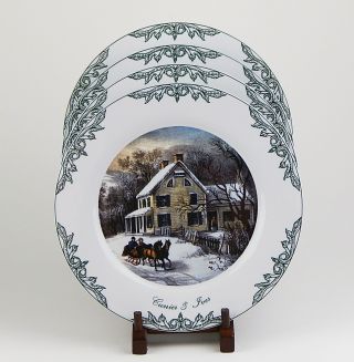Set Of 2 Dinner Plates,  Currier & Ives,  Museum Of The City Of York