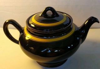 Royal Canadian Art Pottery Brown W/ Yellow Strip Teapot