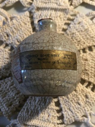 1930s Uhl Pottery Stoneware Baseball Miniature Liquor Bottle Flask Ohio Sherry