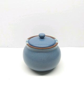 1 Dansk Japan Mesa Blue Sugar Bowl W/lid Blue Glazed Stoneware Hand Painted Edge