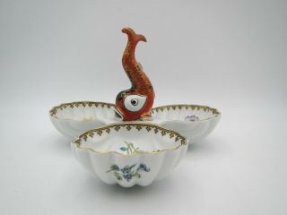 Vintage Mottahedeh Vista Alegre Porcelain Three Part Condiment Koi Serving Dish