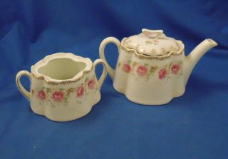 Z S & Co - Bavaria - Teapot And Sugar Bowl - - Rose Pattern - Sugar Missing Lid