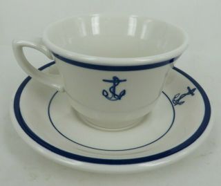 Vintage Us Navy Anchor Coffee Tea Homer Laughlin Cup & Buffalo China Saucer Pair