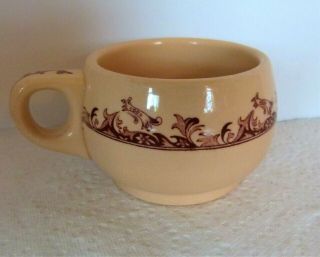 Mayer China Restaurant Ware Coffee Cup Mug Curtis Pattern Tan Body Rounded Shape