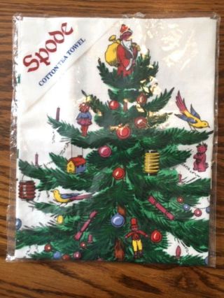 1 Spode Christmas Tree Cotton Tea Towel Made In England In Packaging