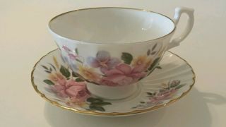 Hm Royal Sutherland Floral Design Bone China Tea Cup & Saucer Made In England