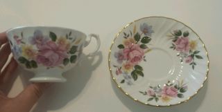 HM Royal Sutherland Floral Design Bone China Tea Cup & Saucer Made in England 3