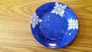 Studio 33 Christmas Salad Plate Blue Snowflakes Bin 1088