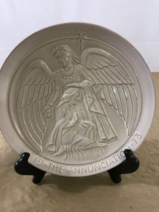 Frankoma,  Christmas Plate,  " The Annunciation ",  1973,  John Frank Signed,  Usa H1