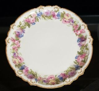 Antique Gda Limoges France Hand Painted Floral Porcelain Plate 8 5/8 "