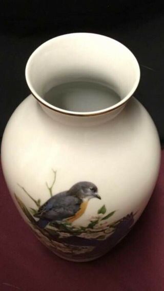 The Danbury Bluebird Roger Tory Peterson Porcelain Vase Serial Number 2429 3