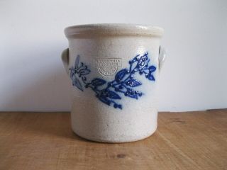 Salmon Falls Stoneware Pottery Crock,  Vase,  Utensil Jar Colbatt Blue 2005 Dover Nh