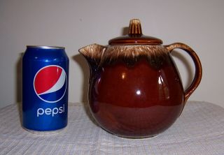 Teapot W/ Lid - Hull Oven Proof Usa Brown Drip Glaze - 5 Cups Pitcher