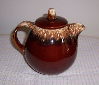 Teapot w/ Lid - Hull Oven Proof USA Brown Drip Glaze - 5 Cups Pitcher 2