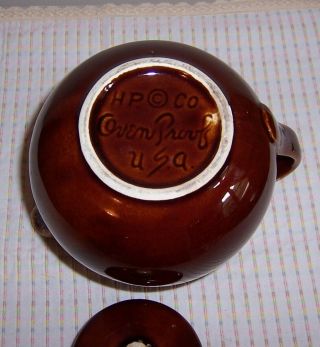 Teapot w/ Lid - Hull Oven Proof USA Brown Drip Glaze - 5 Cups Pitcher 5