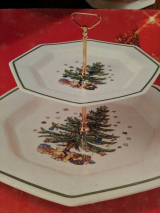 Nikko Christmastime 2 Tier Christmas Appetizer Cookie Serving Tray 11” And 8”