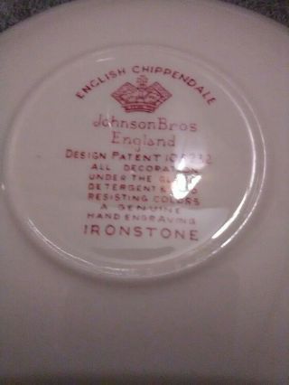 English Chippendale Johnson Brothers England Red Saucer,  Cup & Plate Set of 3 5