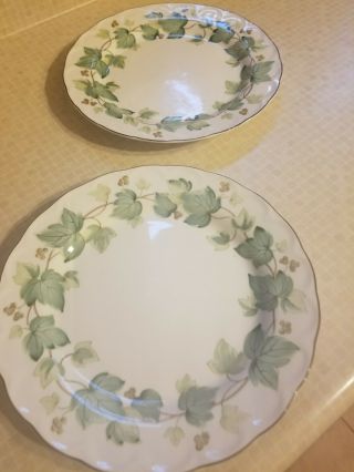 Nikko Japan Casual Living Greenwood Green Ivy 10 " Dinner Plates Set Of 2.