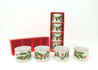 Older " All The Trimmings " Christmas Holly 8 Napkin Rings