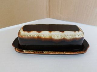 Vintage Pfaltzgraff Gourmet Brown Drip Glaze Butter Dish With Cover 394