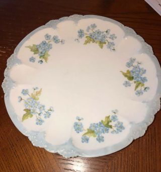 Vtg Gda France Porcelain Blue Floral Plate - 8.  5” Salad/lunch Plate Gorgeous