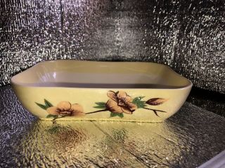 Weil Ware California Pottery Yellow Rose Vegetable Dish 8”