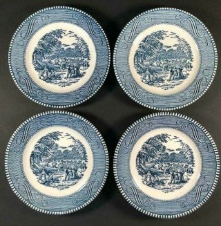 Vintage Currier And Ives (set Of 4) 6.  25 " Bread & Butter Plate,  Harvest Pattern