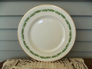 Vintage Franciscan China Arcadia Green 10 1/2 " Dinner Plate With Gold Rim