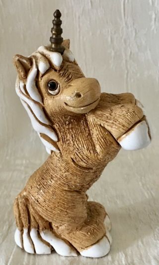 Adorable Hand Crafted Clay Pottery Unicorn - - Signed