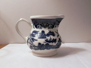 Churchill Blue Willow Two Lovers Staffordshire England Creamer Dishwasher Safe