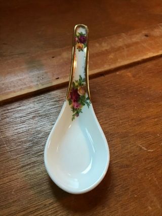 Estate Royal Albert England Old Country Roses Small White Porcelain Soup Spoon –