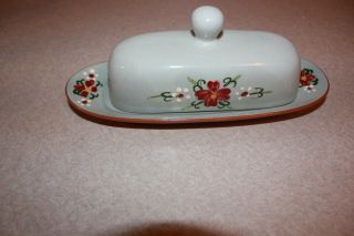 Vintage Stangl Pottery Covered Butter Dish Flowers Garland - Fine