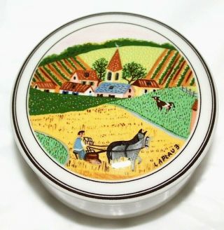 Villeroy & Boch Naif Design Candy Dish Trinket Box Folk Art Plow Horses Laplau 3