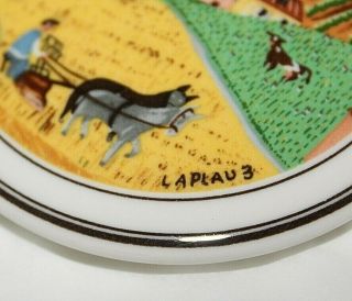 Villeroy & Boch Naif Design Candy Dish Trinket Box Folk Art Plow Horses Laplau 3 4