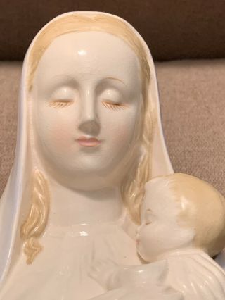 Vintage Virgin Mother Mary Madonna With Jesus Head Vase Planter