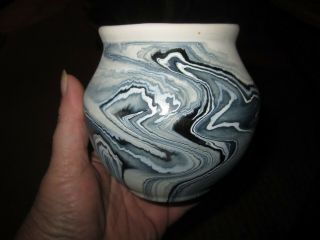 Nemadji Pottery Stamped Small Vase Vessel Blue Gray